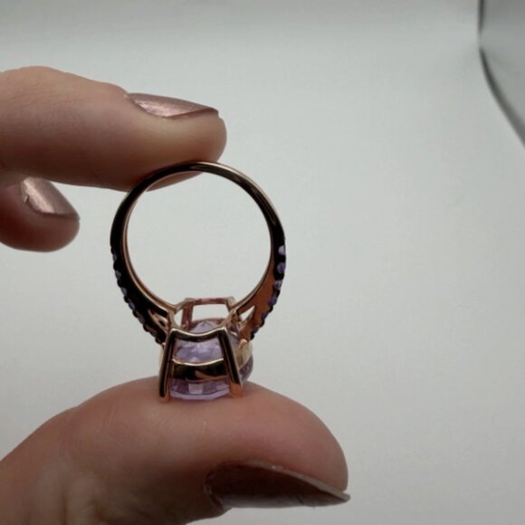 14K Rose Gold Amethyst and Diamond Cocktail Ring, 11.94 TCW  Share Sterling 7.90 cttw Amethyst and Rose de France Cocktail Ring, Sz 8